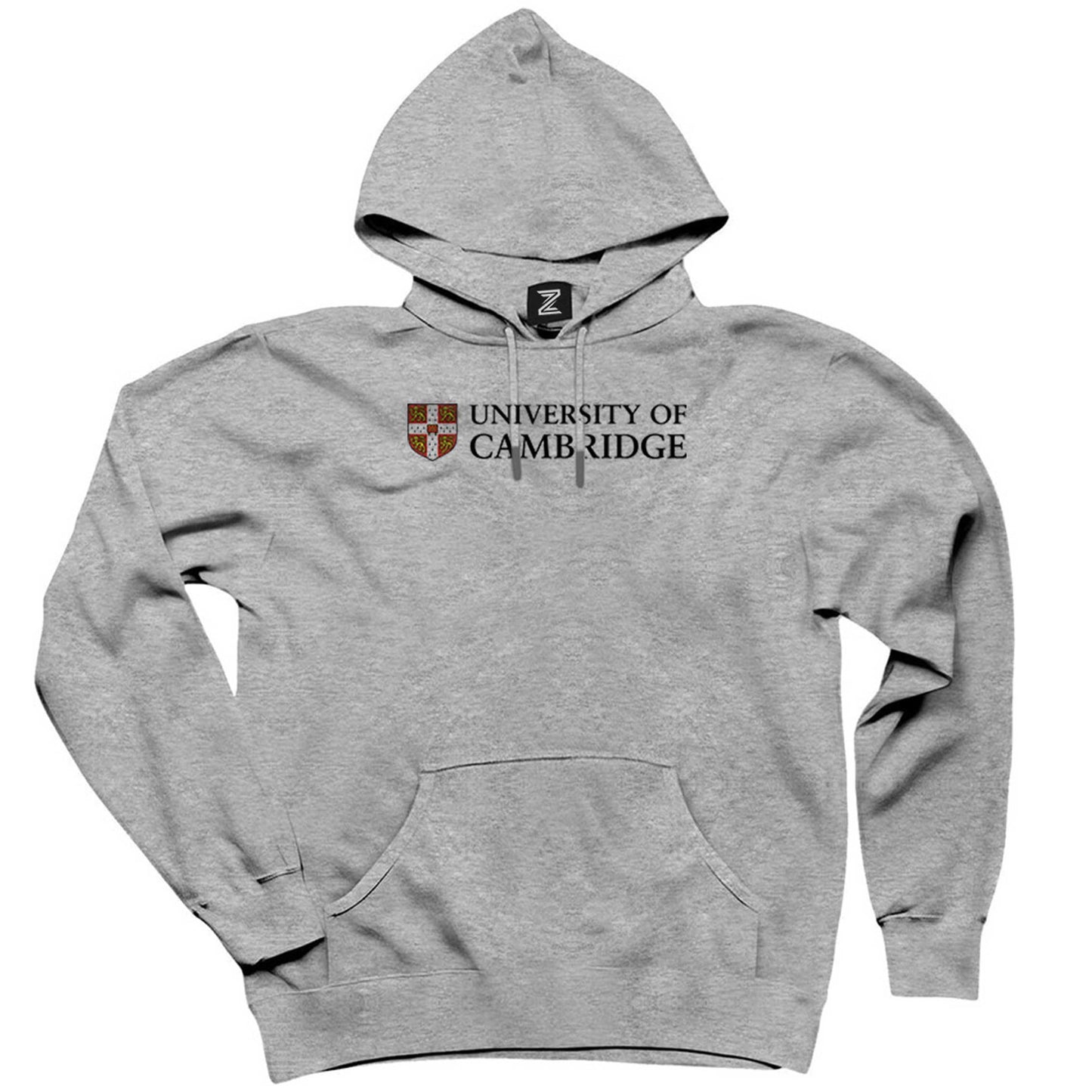 University Of Cambridge Logo Text Gri Kapşonlu Sweatshirt Hoodie