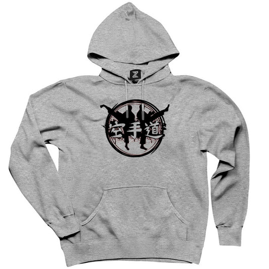 Taekwondo Red Circle Gri Kapşonlu Sweatshirt Hoodie
