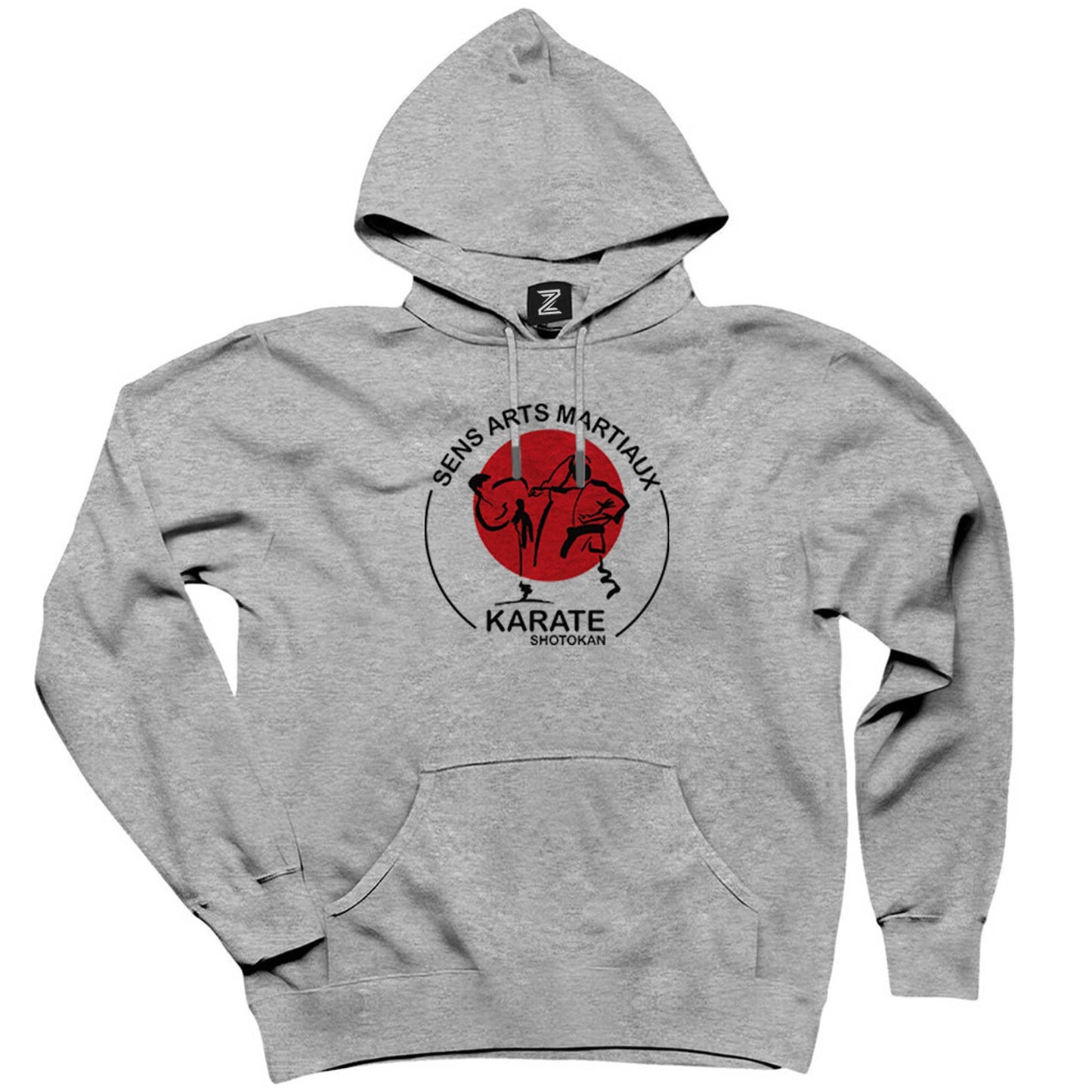 Karete Shotokan Red Circle Gri Kapşonlu Sweatshirt Hoodie
