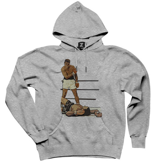 Muhammed Ali Winning Fighter Gri Kapşonlu Sweatshirt Hoodie