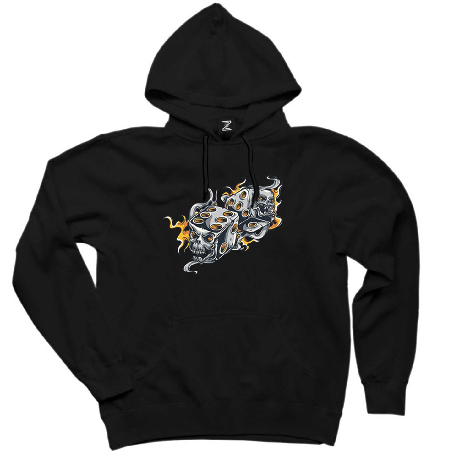 Two Gray Dices Cartoon Siyah Kapşonlu Sweatshirt Hoodie