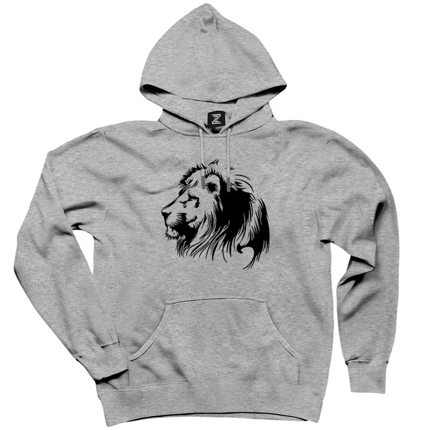 Black Lion Silhouette Gri Kapşonlu Sweatshirt Hoodie