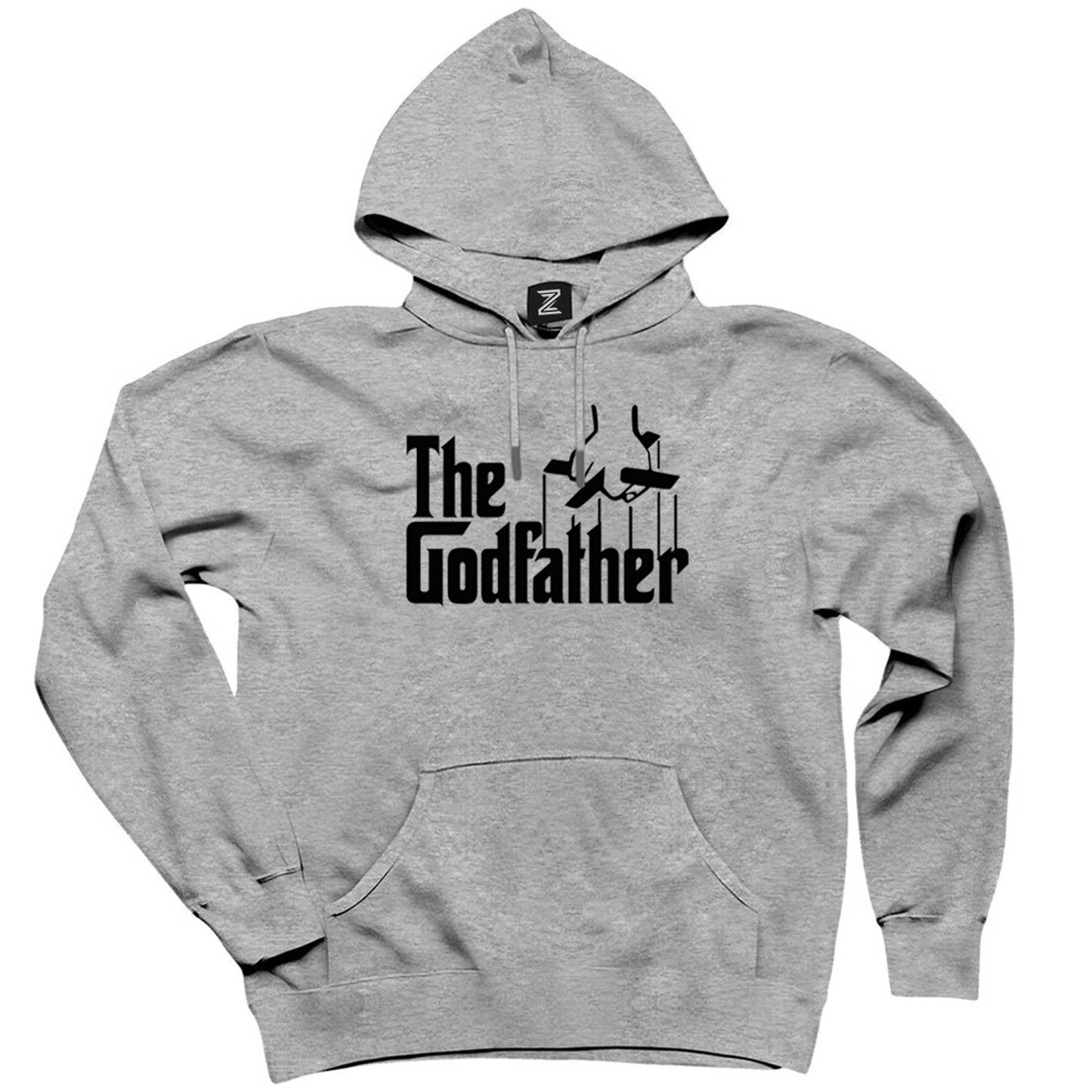The Godfather Black Text Gri Kapşonlu Sweatshirt Hoodie