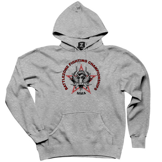 Battlezone Fighting Championship Gri Kapşonlu Sweatshirt Hoodie
