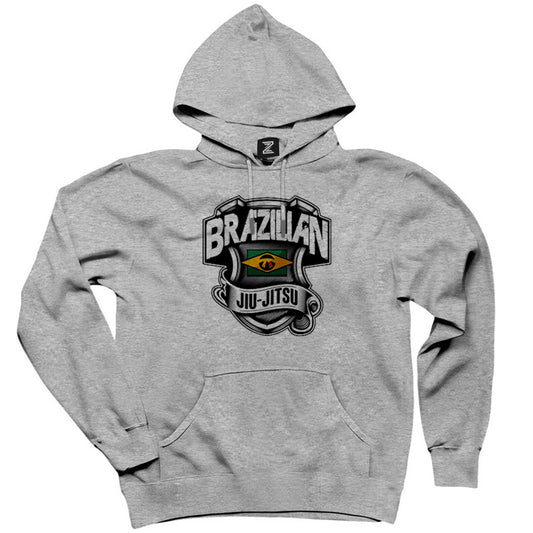 Brezilya Jiujitsusu Gri Kapşonlu Sweatshirt Hoodie