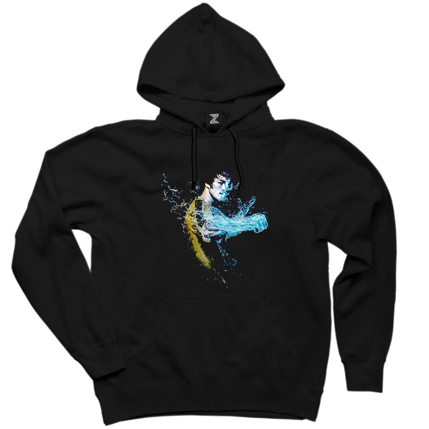 Bruce Lee Splash The Water Siyah Kapşonlu Sweatshirt Hoodie