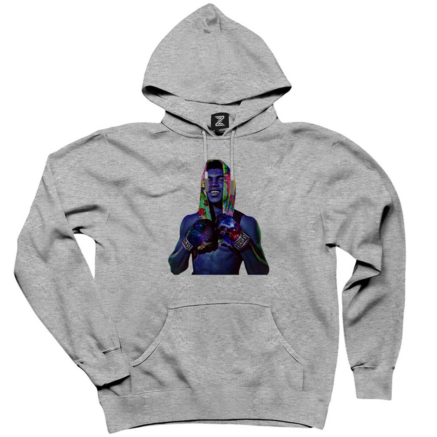 Muhammed Ali Color Gri Kapşonlu Sweatshirt Hoodie