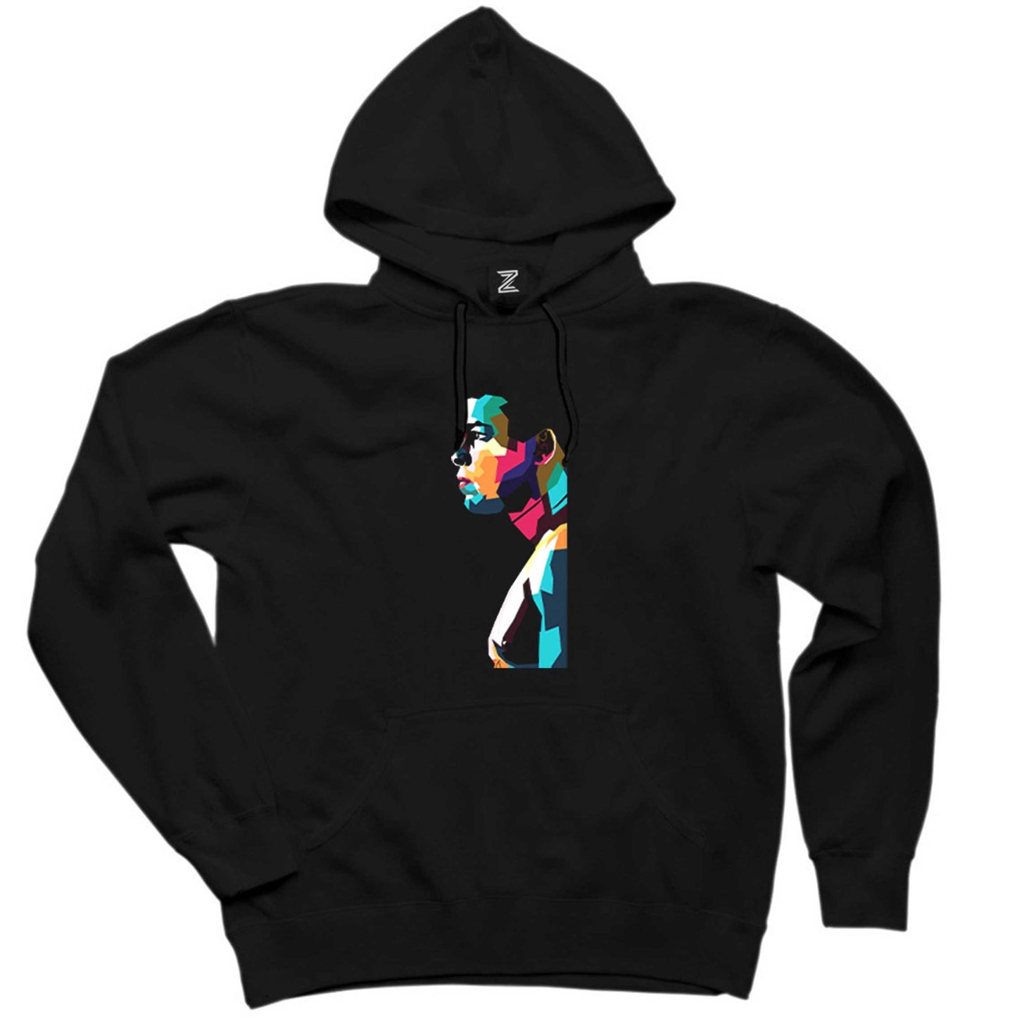 Muhammed Ali Portre Siyah Kapşonlu Sweatshirt Hoodie