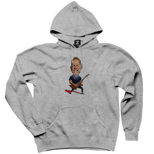 Metallica James Hetfield Cartoon Gri Kapşonlu Sweatshirt Hoodie