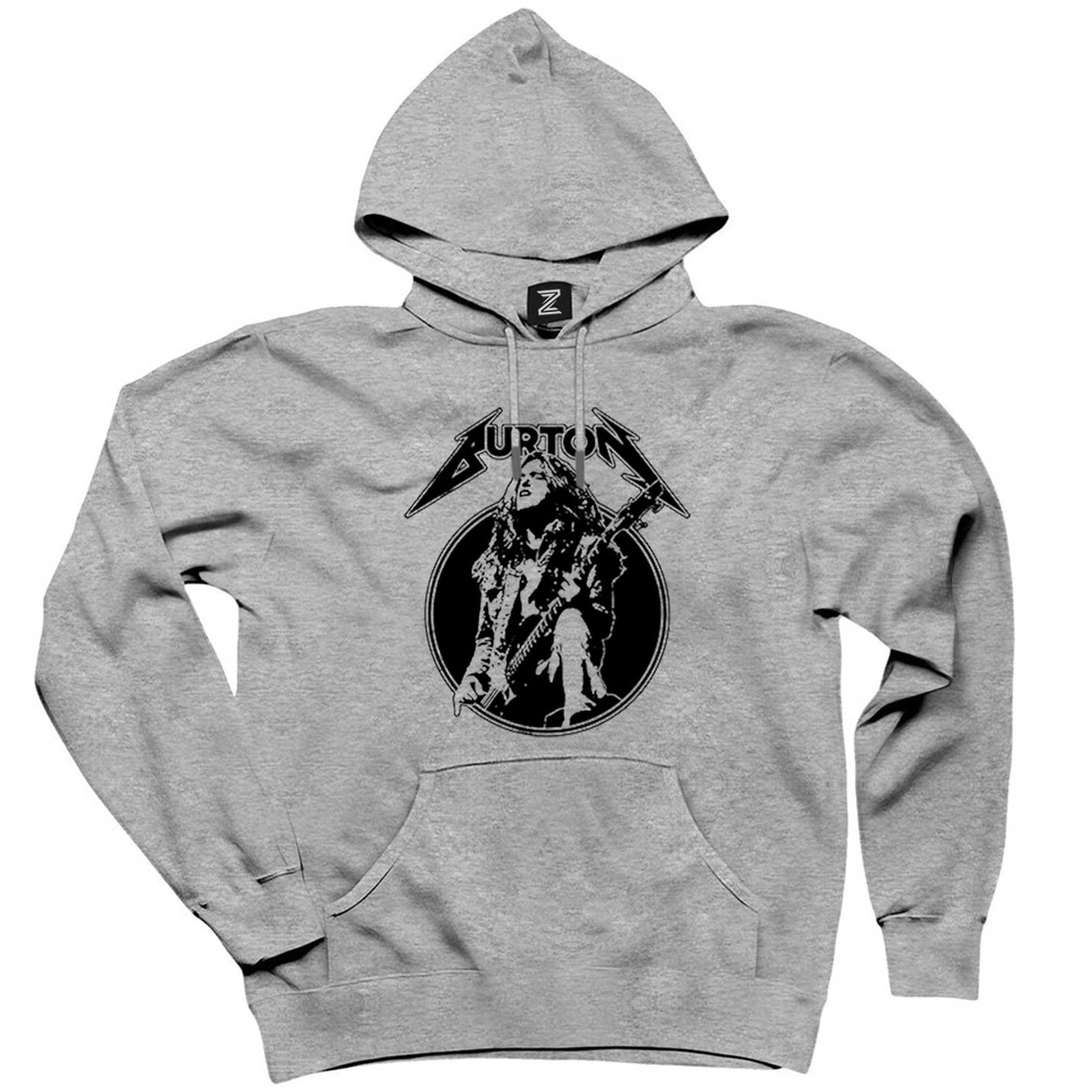 Metallica Cliff Burton Guitar Gri Kapşonlu Sweatshirt Hoodie