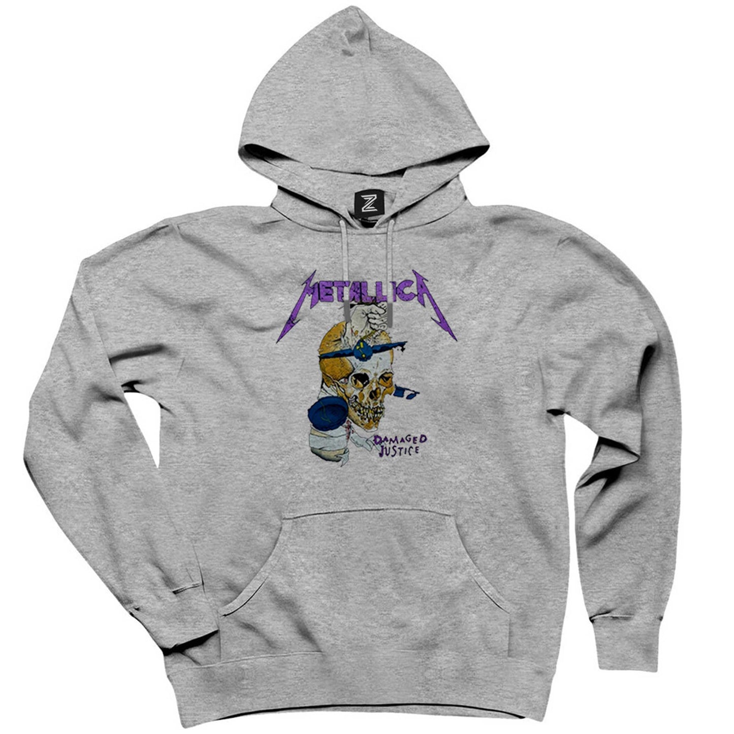 Metallica Damaged Justice Gri Kapşonlu Sweatshirt Hoodie