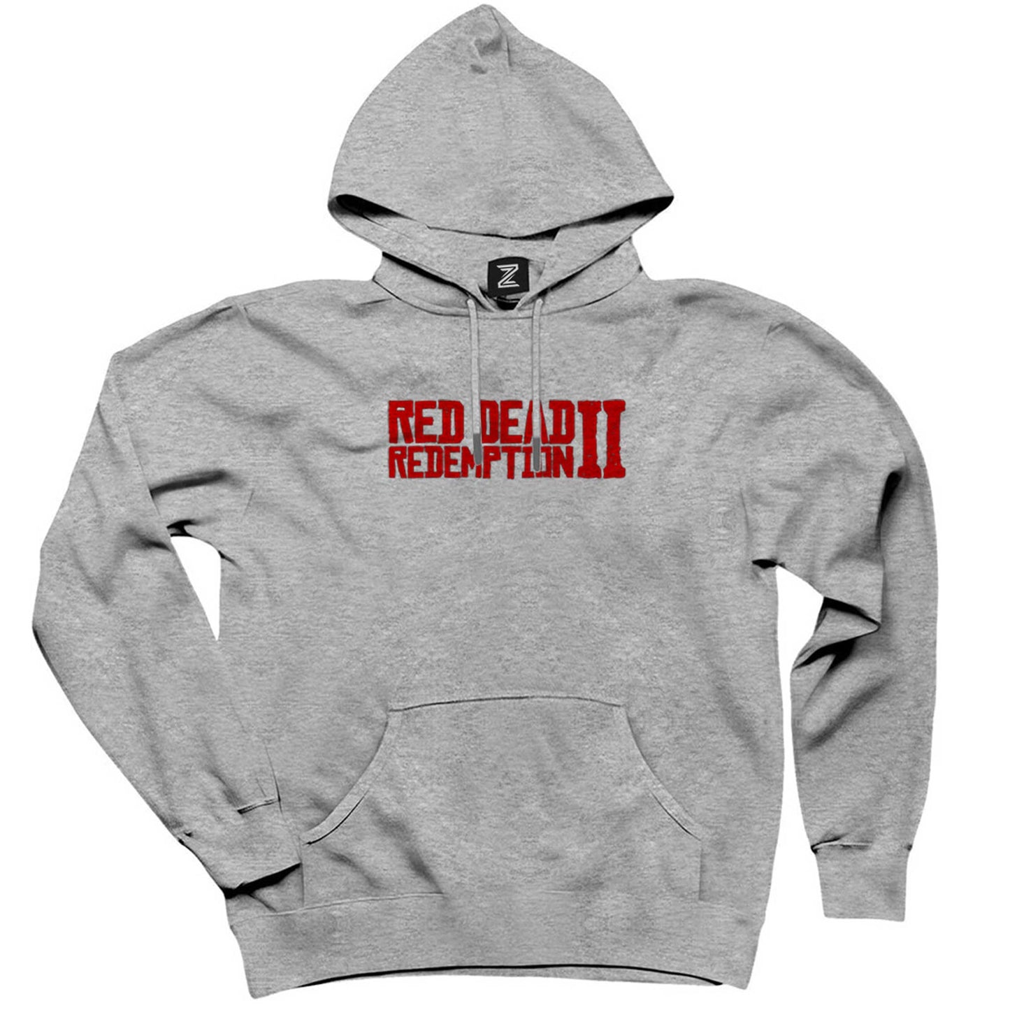 Red Dead Redemption 2 Red Text Gri Kapşonlu Sweatshirt Hoodie