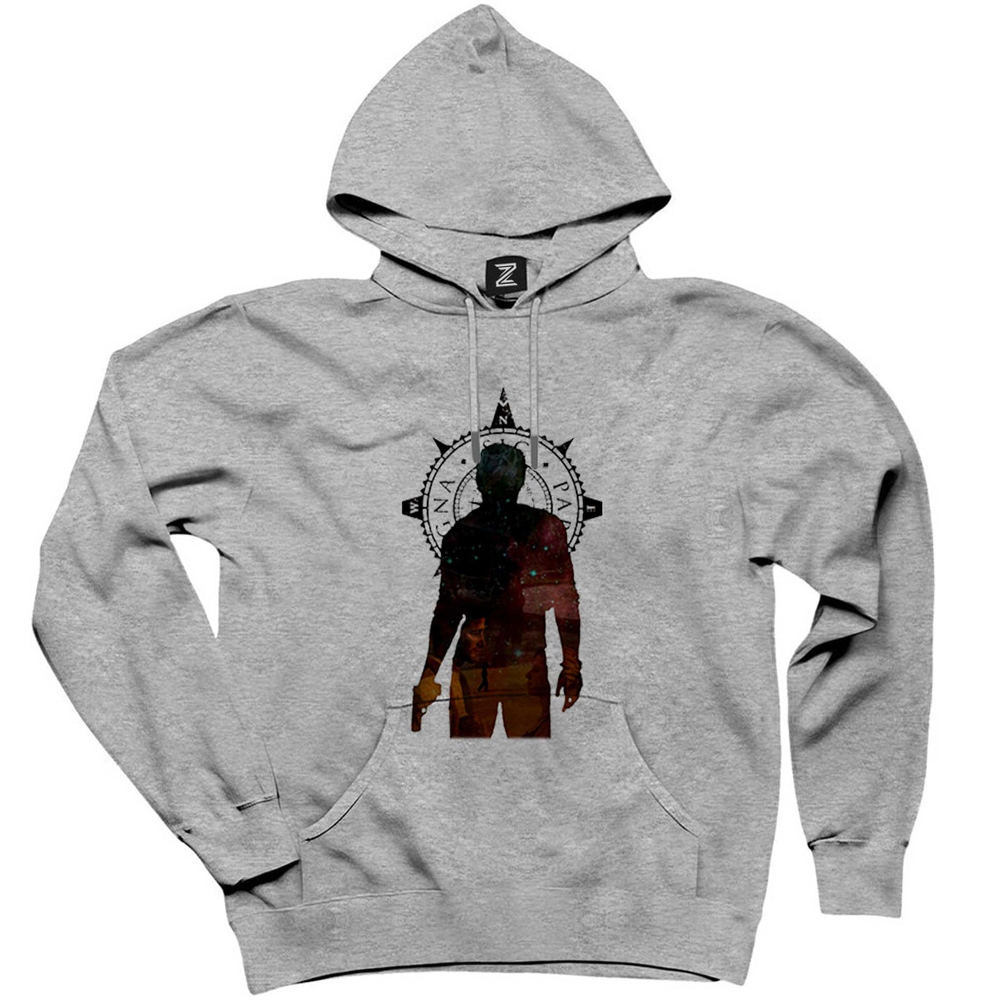 Uncharted 4 Nathan Drake Adventure Gri Kapşonlu Sweatshirt Hoodie