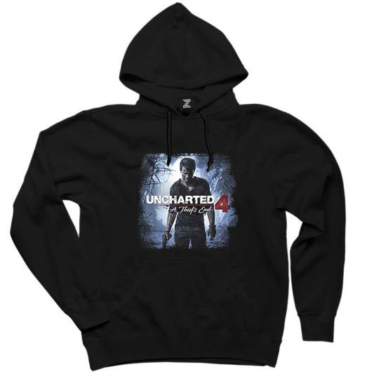 Uncharted 4 Nathan Drake Poster Siyah Kapşonlu Sweatshirt Hoodie