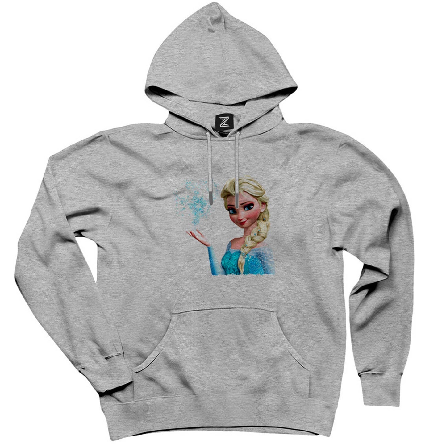 Karlar Ülkesi Elsa Face Gri Kapşonlu Sweatshirt Hoodie