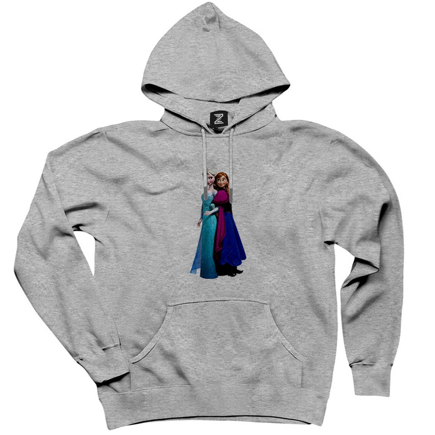 Karlar Ülkesi Elsa ve Anna Gri Kapşonlu Sweatshirt Hoodie