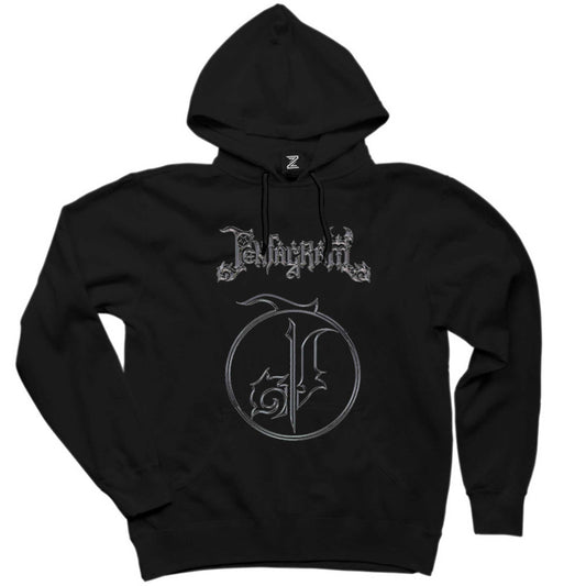 Pentagram Yazı Bir Logo Siyah Kapşonlu Sweatshirt Hoodie