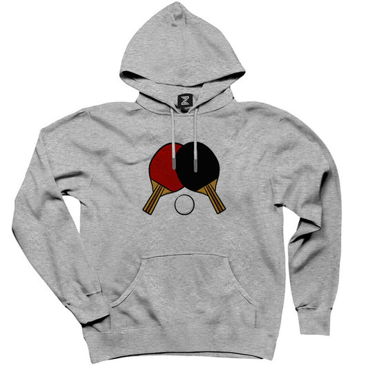 Ping Pong Rackets Colored Gri Kapşonlu Sweatshirt Hoodie