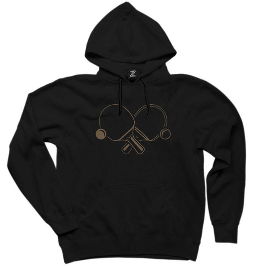 Ping Pong Rackets Soft Siyah Kapşonlu Sweatshirt Hoodie