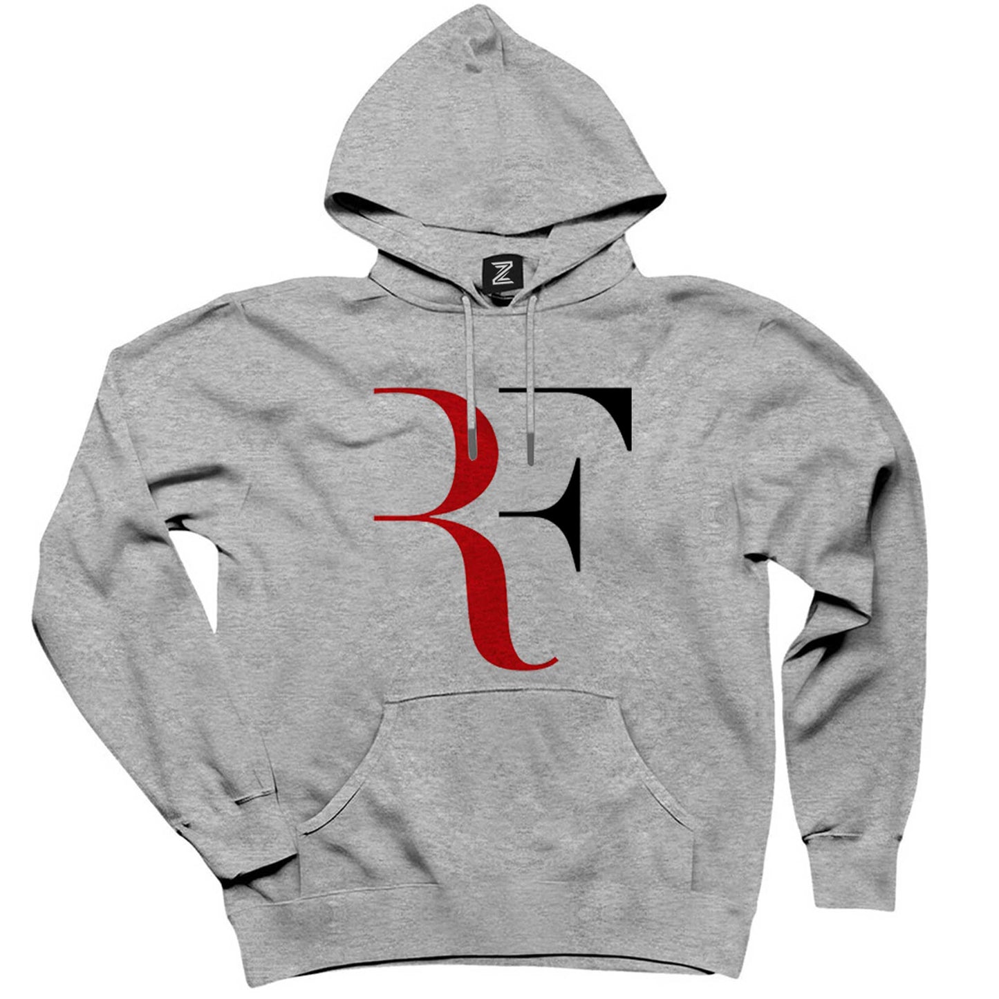 Roger Federer Colored Logo Gri Kapşonlu Sweatshirt Hoodie