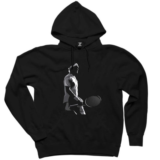 Roger Federer Siluet Siyah Kapşonlu Sweatshirt Hoodie