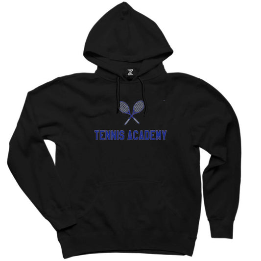 Tennis Academy Siyah Kapşonlu Sweatshirt Hoodie