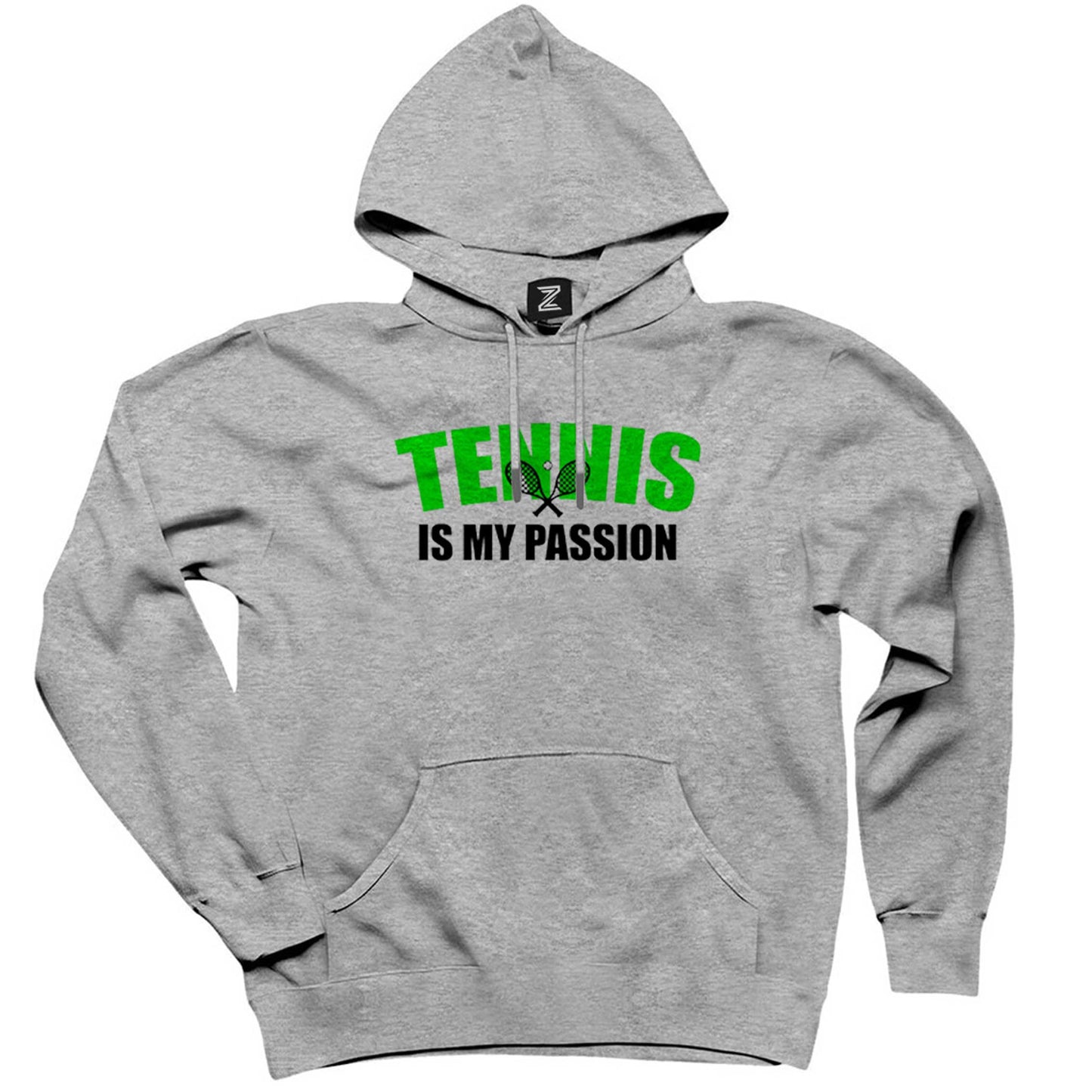 Tennis is My Passion Gri Kapşonlu Sweatshirt Hoodie