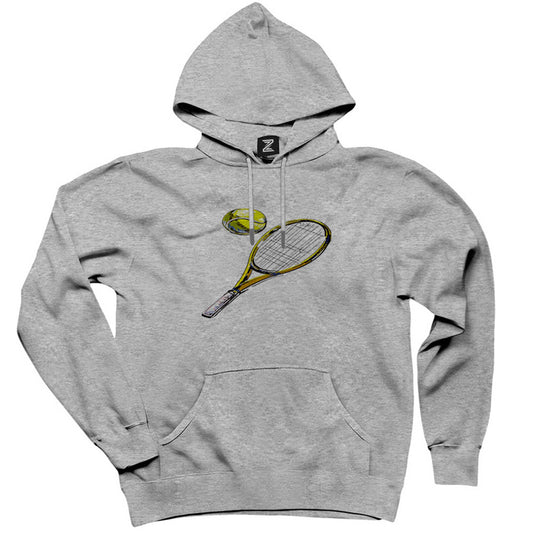 Tennis Rackets Classic Gri Kapşonlu Sweatshirt Hoodie