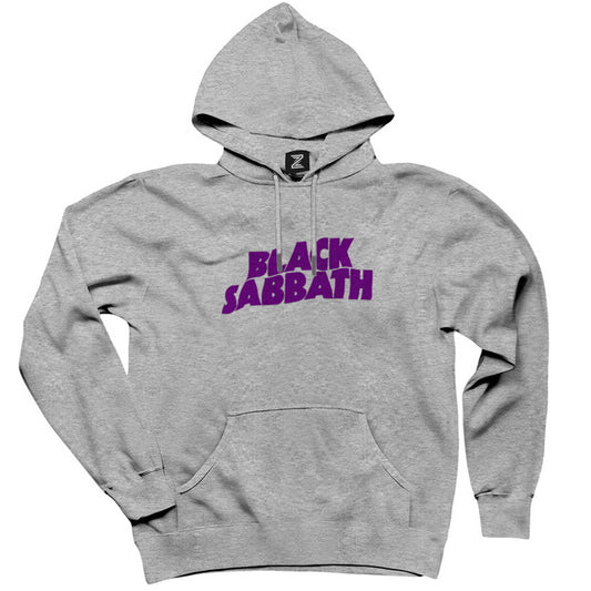 Black Sabbath Purple Yazı Gri Kapşonlu Sweatshirt Hoodie