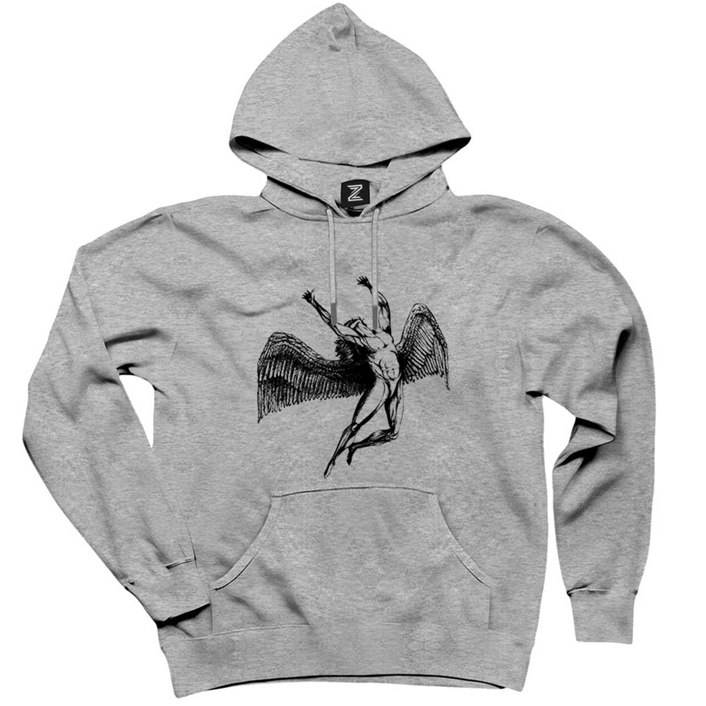 Led Zeppelin Icarus Angel Gri Kapşonlu Sweatshirt Hoodie