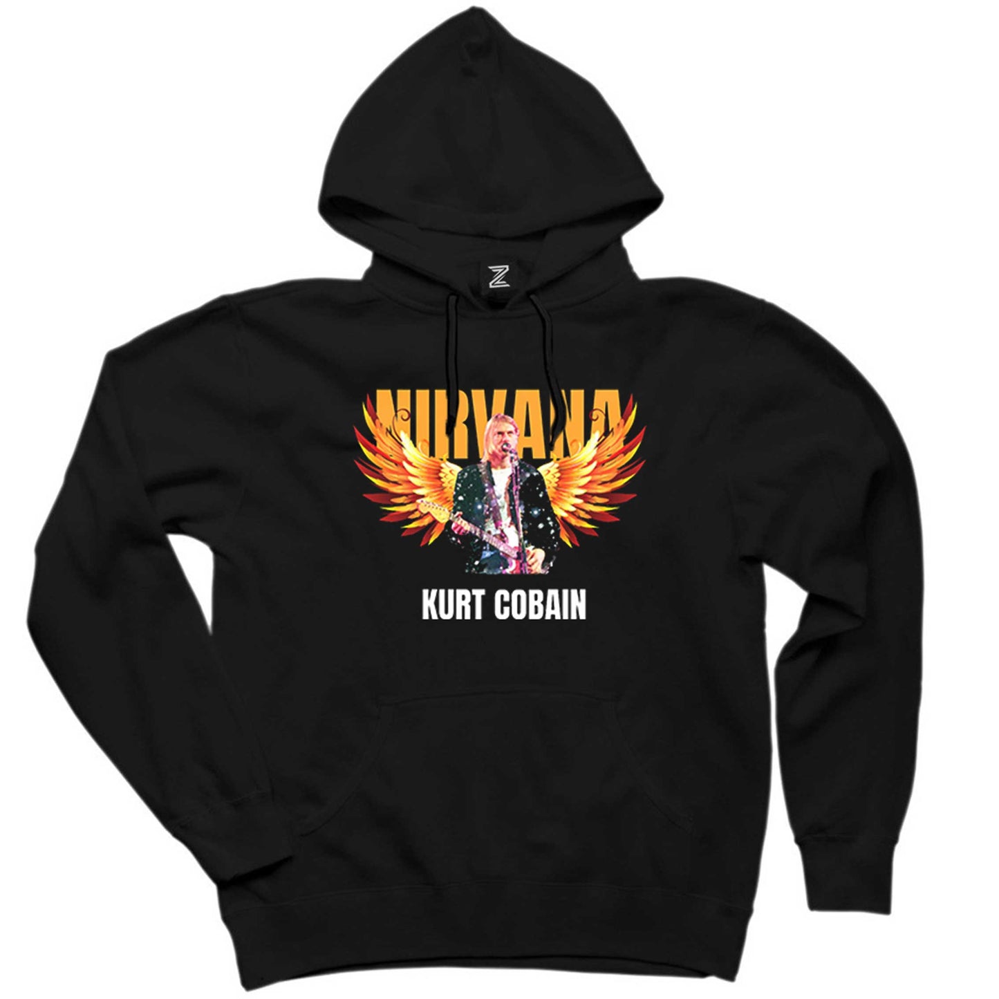 Nirvana Kurt Cobain Guitar Angel Siyah Kapşonlu Sweatshirt Hoodie