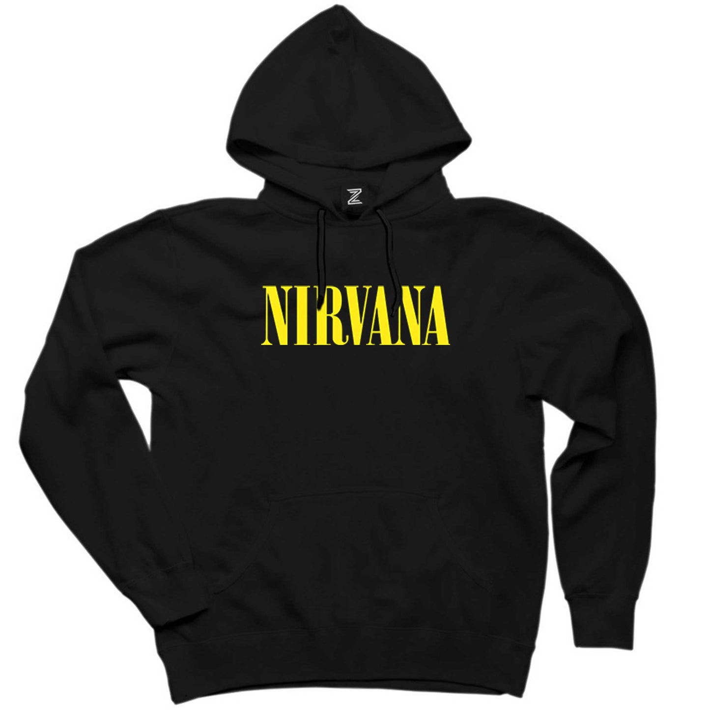 Nirvana Yazı Sarı Siyah Kapşonlu Sweatshirt Hoodie