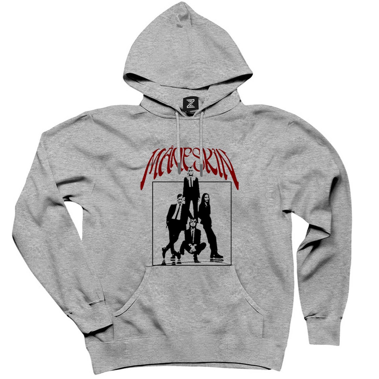 Maneskin Grup Afiş Gri Kapşonlu Sweatshirt Hoodie