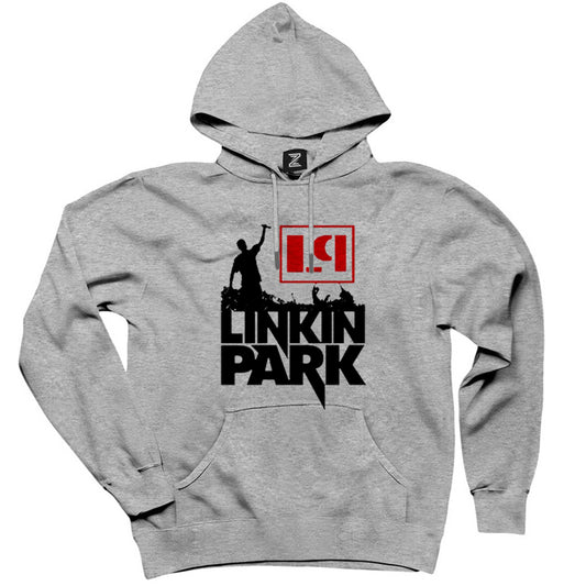 Linkin Park Afiş Gri Kapşonlu Sweatshirt Hoodie