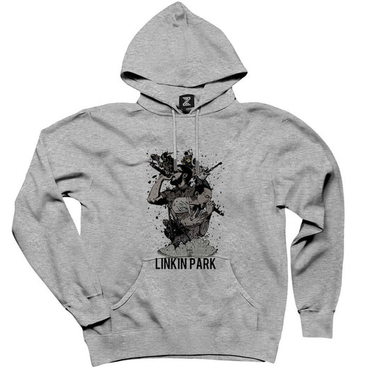 Linkin Park Grup Poster Gri Kapşonlu Sweatshirt Hoodie