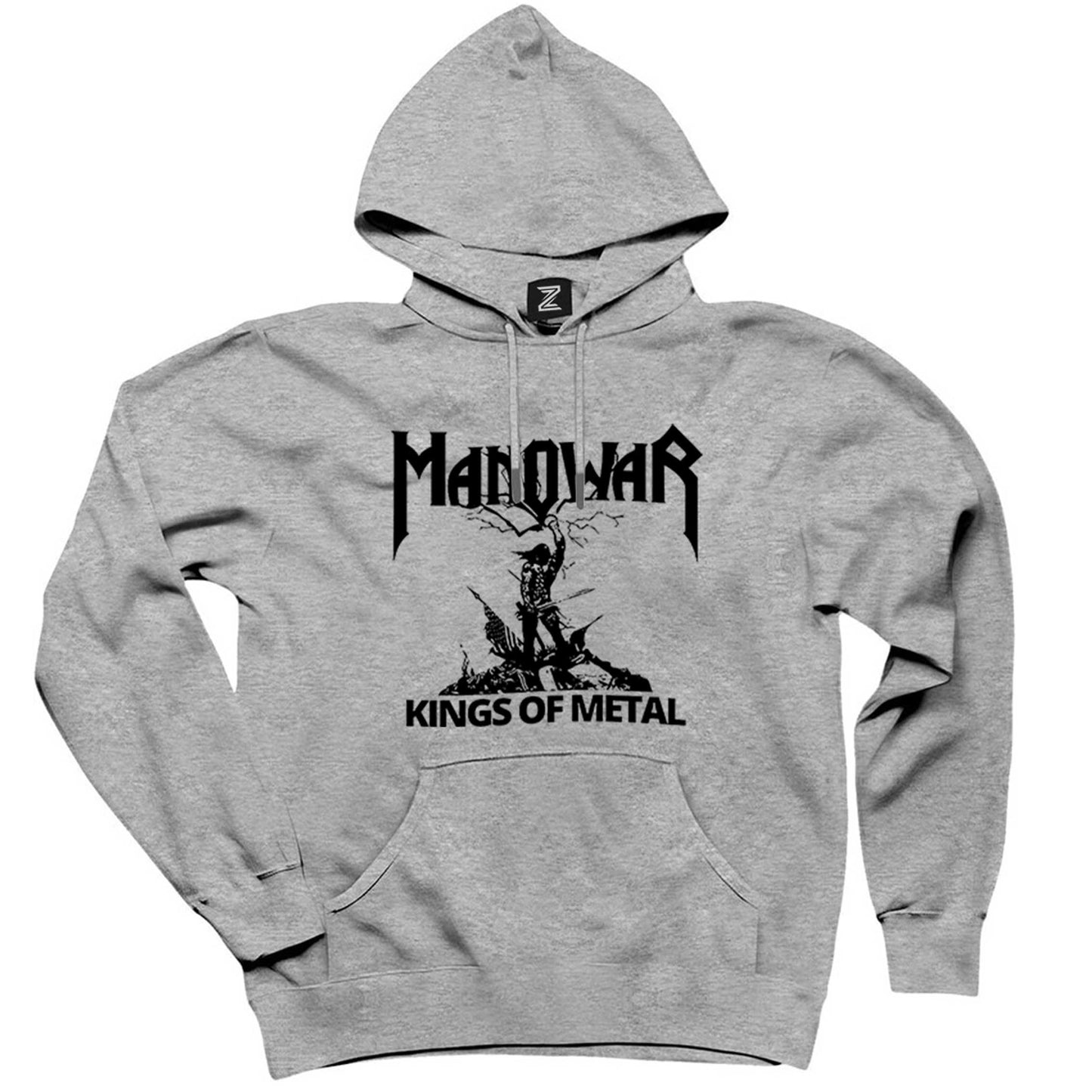 Manowar Kings of Metal Black Gri Kapşonlu Sweatshirt Hoodie