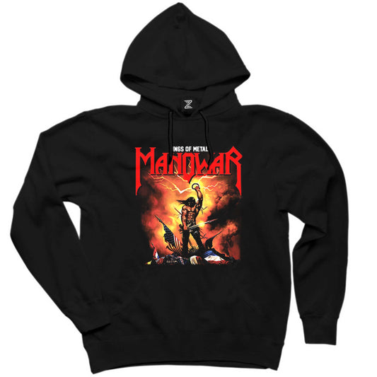 Manowar Kings of Metal Siyah Kapşonlu Sweatshirt Hoodie