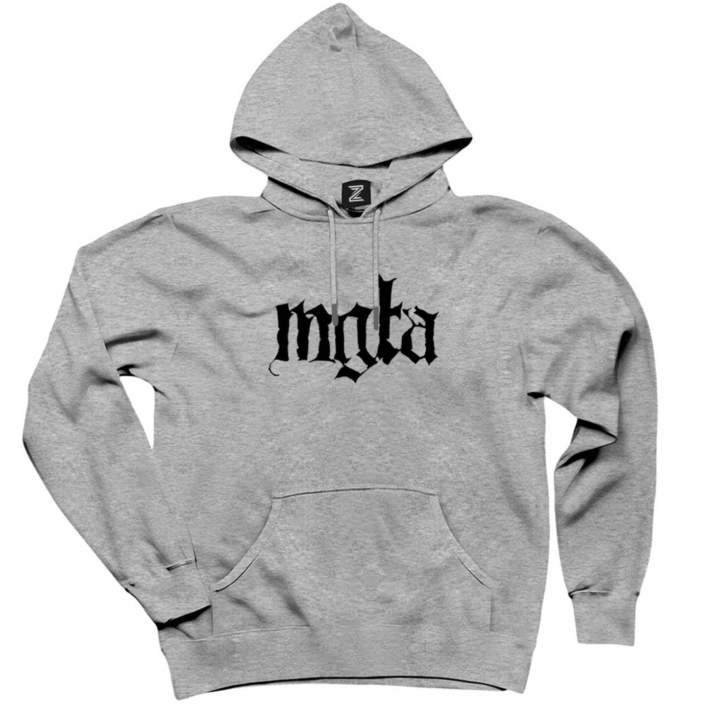 Mgla Logo Text Gri Kapşonlu Sweatshirt Hoodie