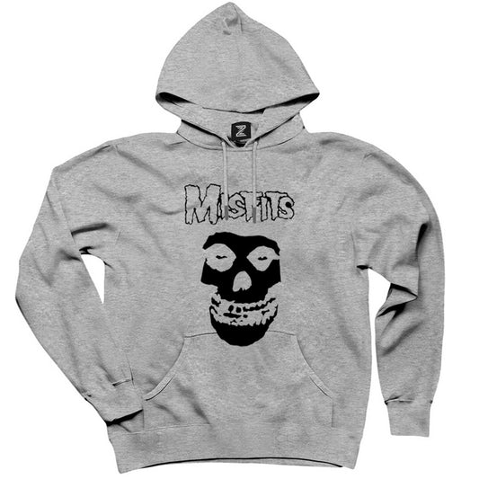 Misfits Skull Gri Kapşonlu Sweatshirt Hoodie
