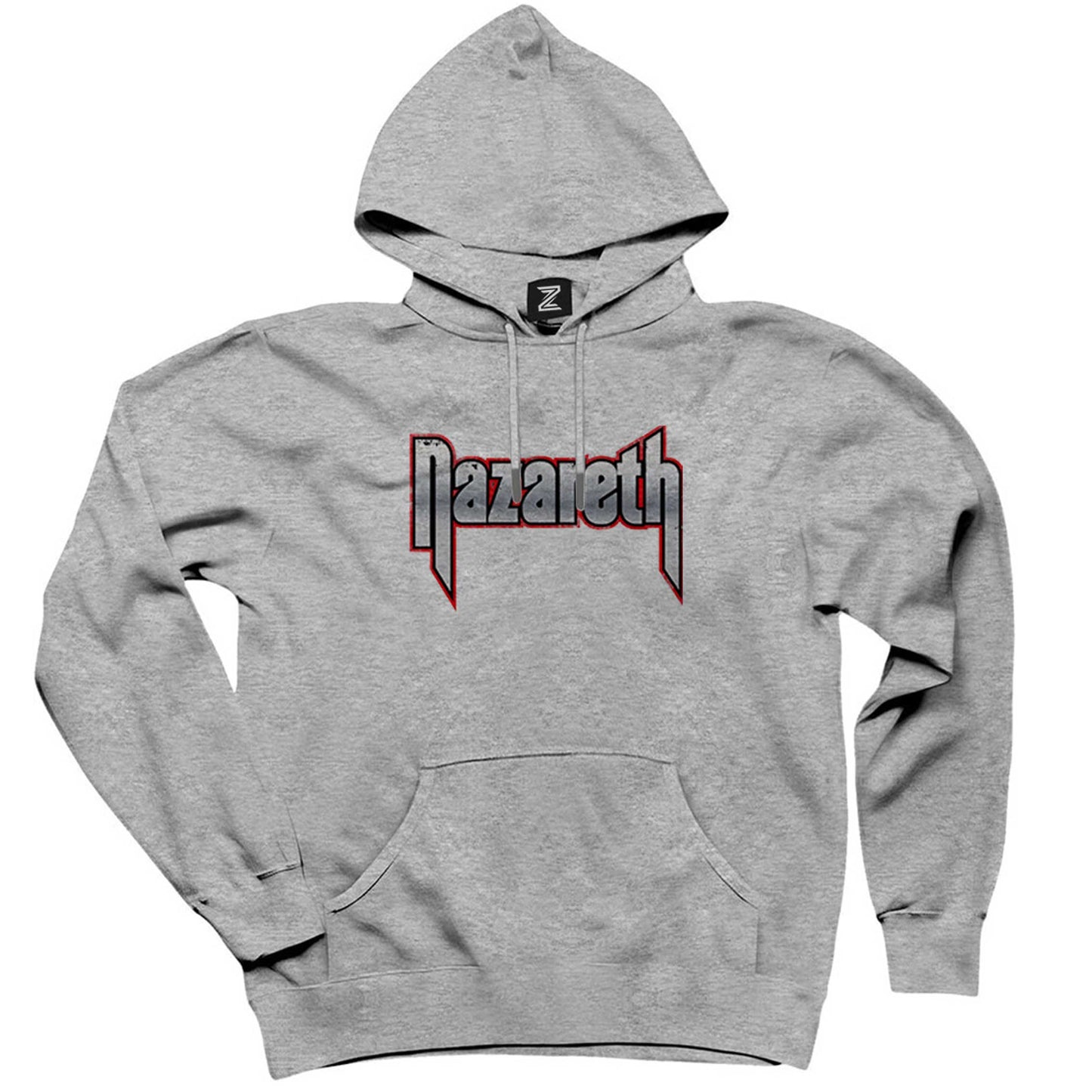 Nazareth Logo Red Gri Kapşonlu Sweatshirt Hoodie