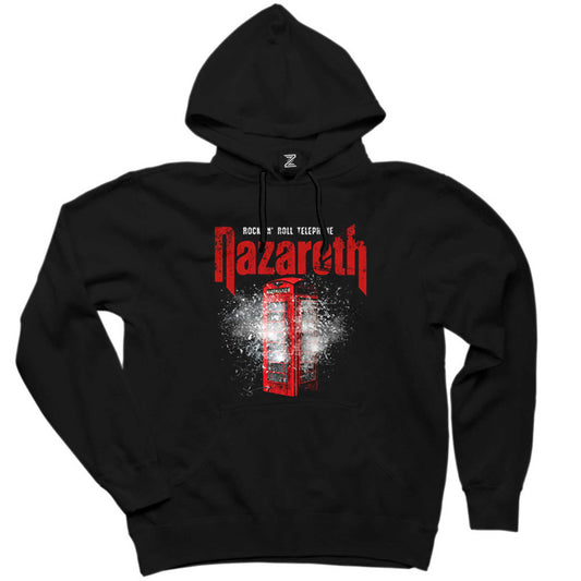 Nazareth Rock 'N' Roll Telephone Siyah Kapşonlu Sweatshirt Hoodie