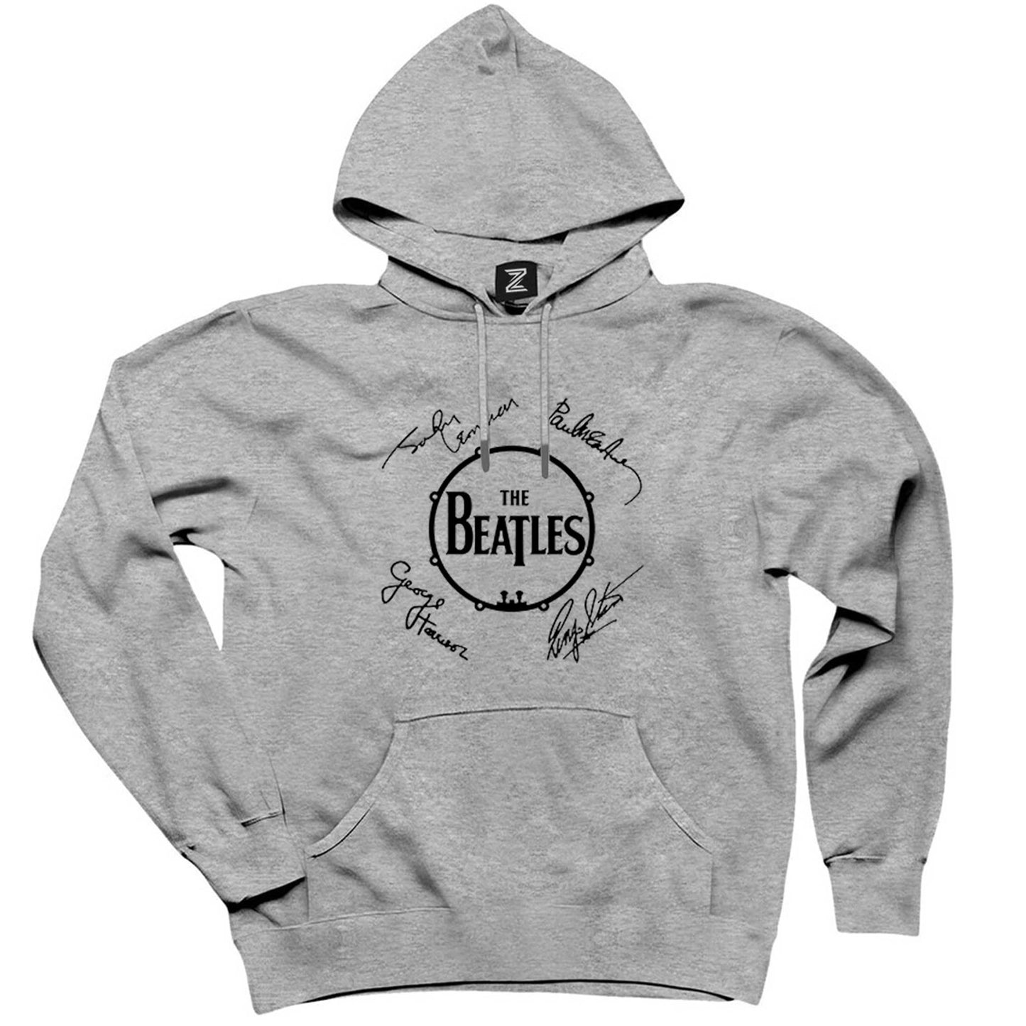 The Beatles Üyelerinin İmzaları Gri Kapşonlu Sweatshirt Hoodie