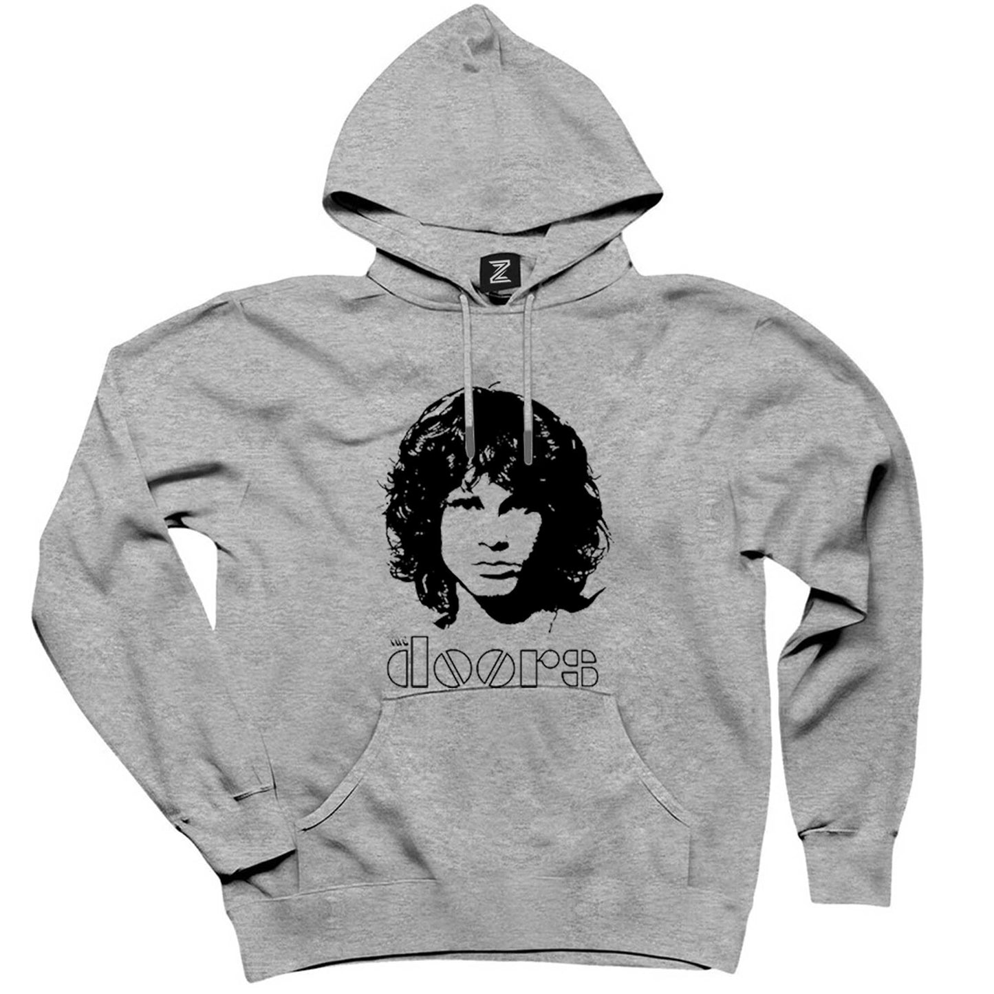 The Doors Jim Morrison Silhouette Gri Kapşonlu Sweatshirt Hoodie