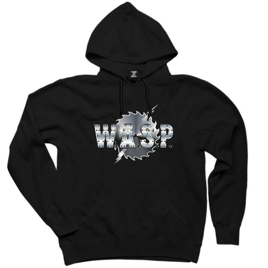 WASP Logo Siyah Kapşonlu Sweatshirt Hoodie