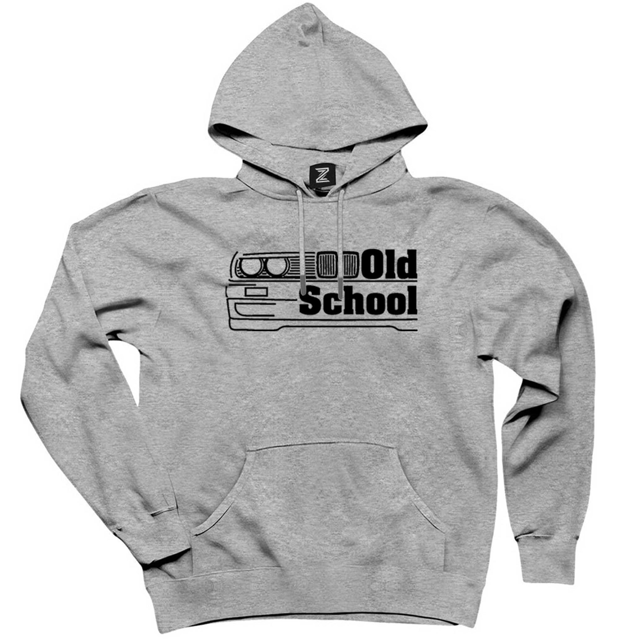 BMW Old School E30 Gri Kapşonlu Sweatshirt Hoodie