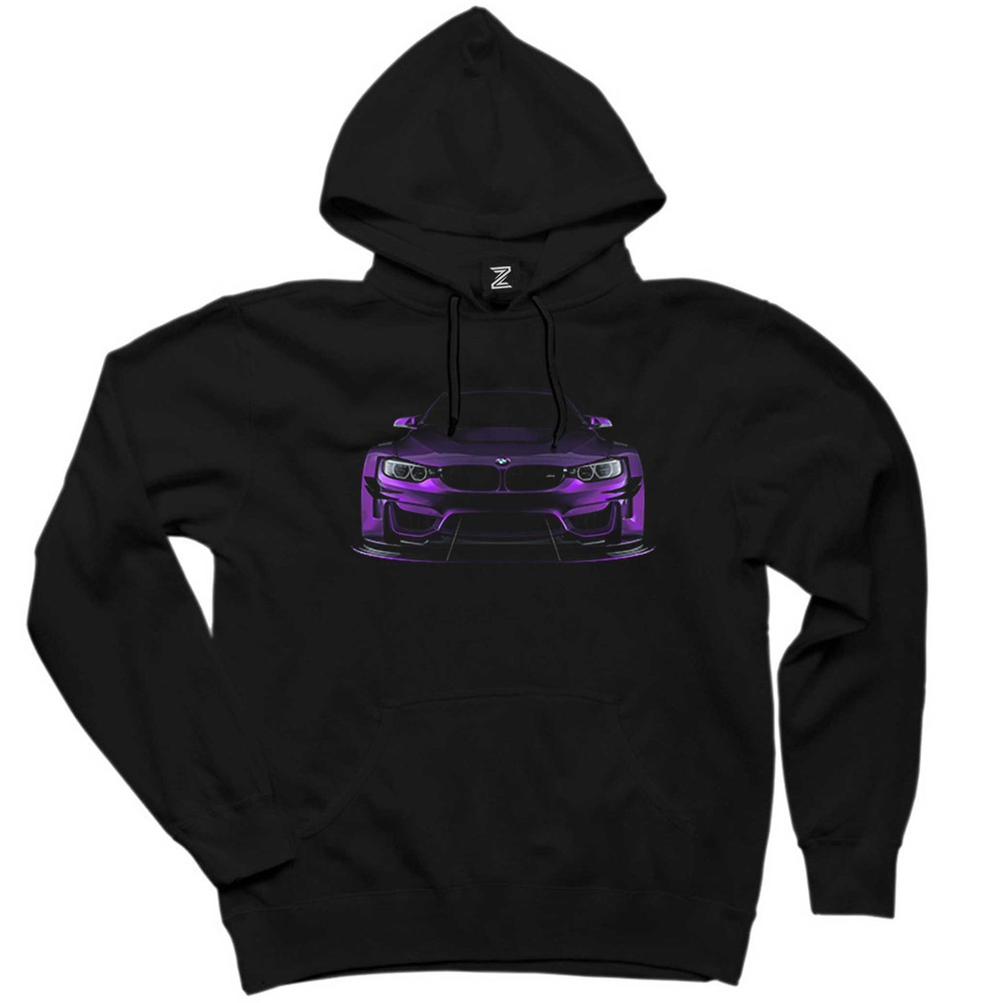 BMW Violet Car Siyah Kapşonlu Sweatshirt Hoodie