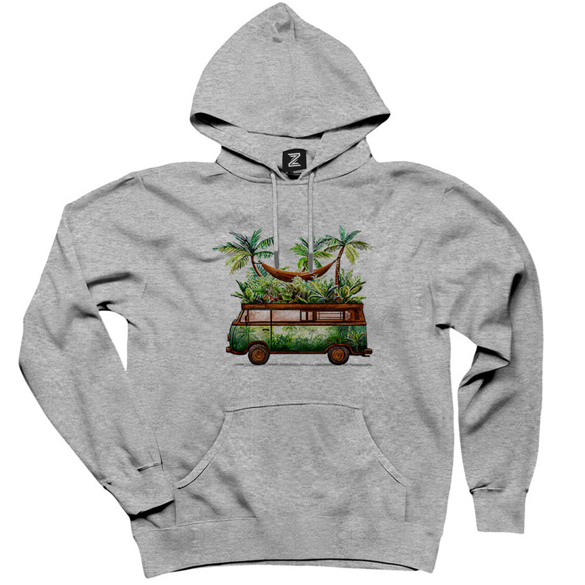 Volkswagen Jungle Van Gri Kapşonlu Sweatshirt Hoodie