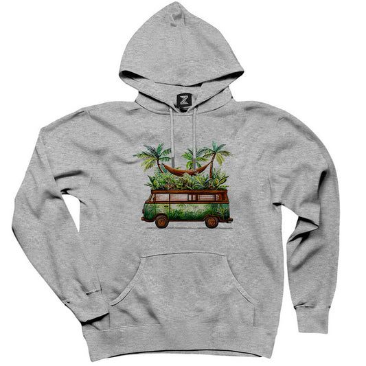 Volkswagen Jungle Van Gri Kapşonlu Sweatshirt Hoodie