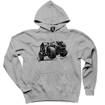 Jeep Off-Road Gri Kapşonlu Sweatshirt Hoodie