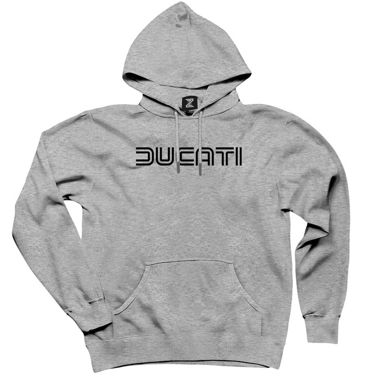 Ducati Text Gri Kapşonlu Sweatshirt Hoodie
